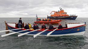 Whitby RNLI’s historic William Riley lifeboat with Tynemouth’s all-weather Severn class lifeboat and Sunderland’s B class Atlantic 85 lifeboat