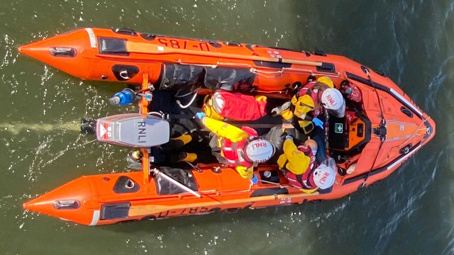 Birdseye view of Teddington Lifeboat on the water