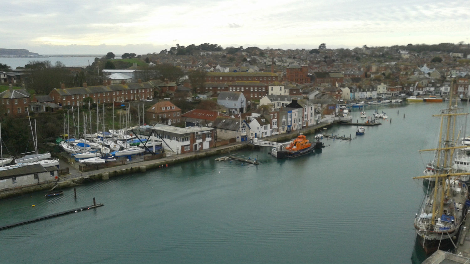 Aerial view of RNLI Weymouth Lifeboat Station