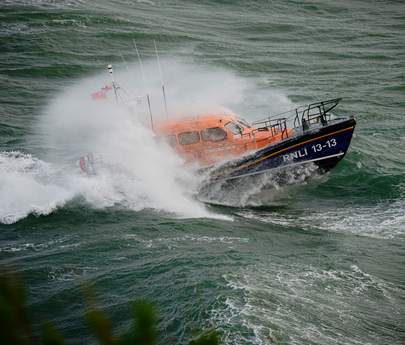 All Weather lifeboat making a turn out at sea