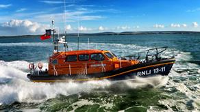 St Ives’ Shannon class lifeboat Nora Stachura during trials. 