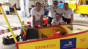 Josh Crave  and his friends competing in the Red Bull Soapboax Race for the RNLI, in memory of his grandad.