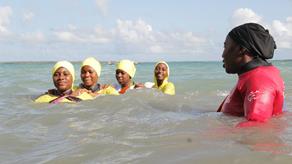 Swimming lessons taking place in Tanzania by our partner