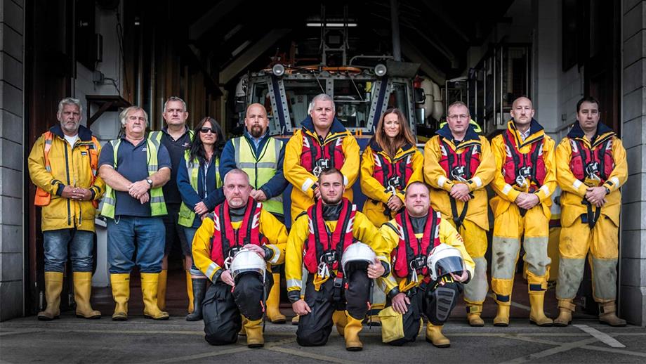 Barmouth Lifeboat Crew pose for a group photo